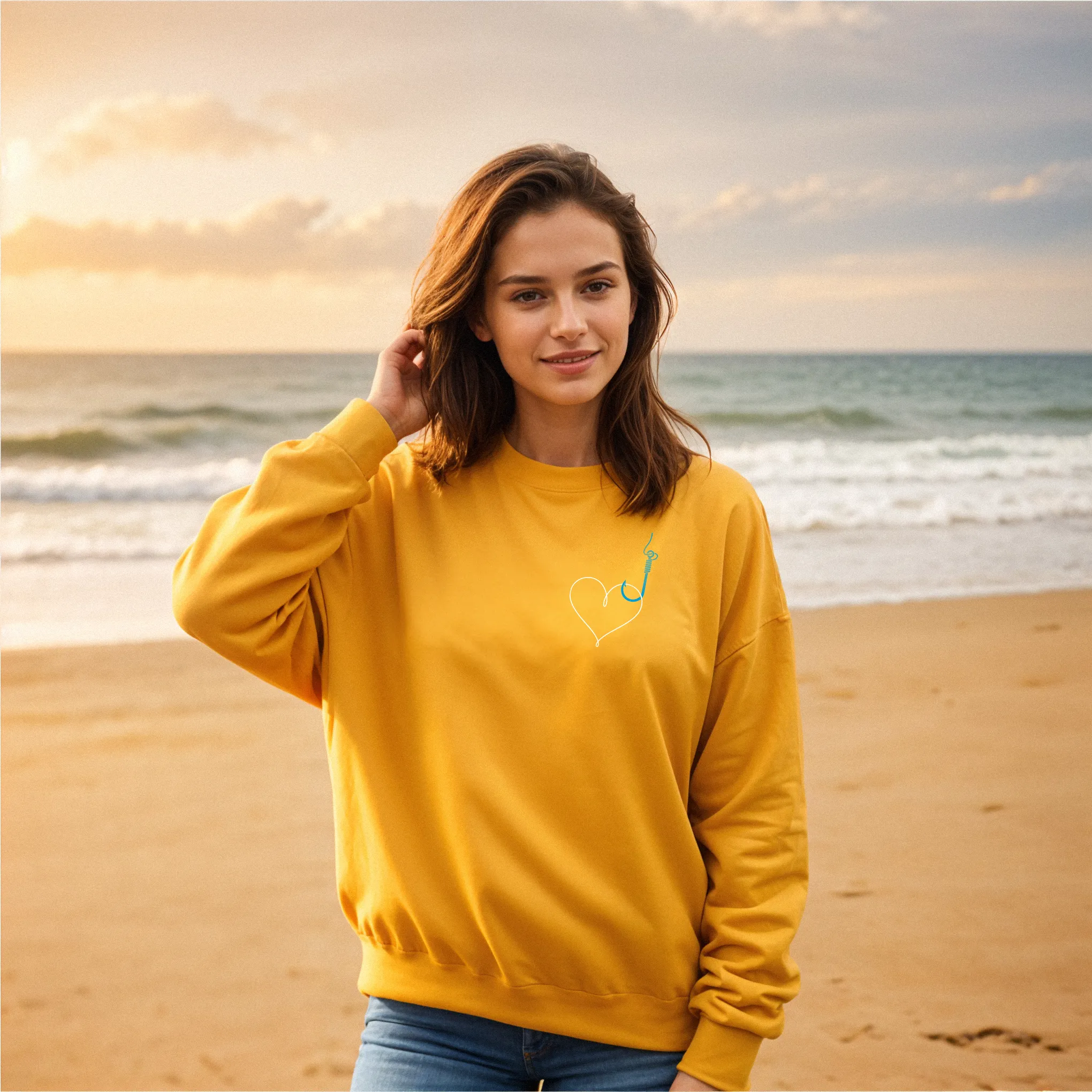 SALE "Hooked on Love" Relaxed Fit Classic Crew Unisex Sweatshirt