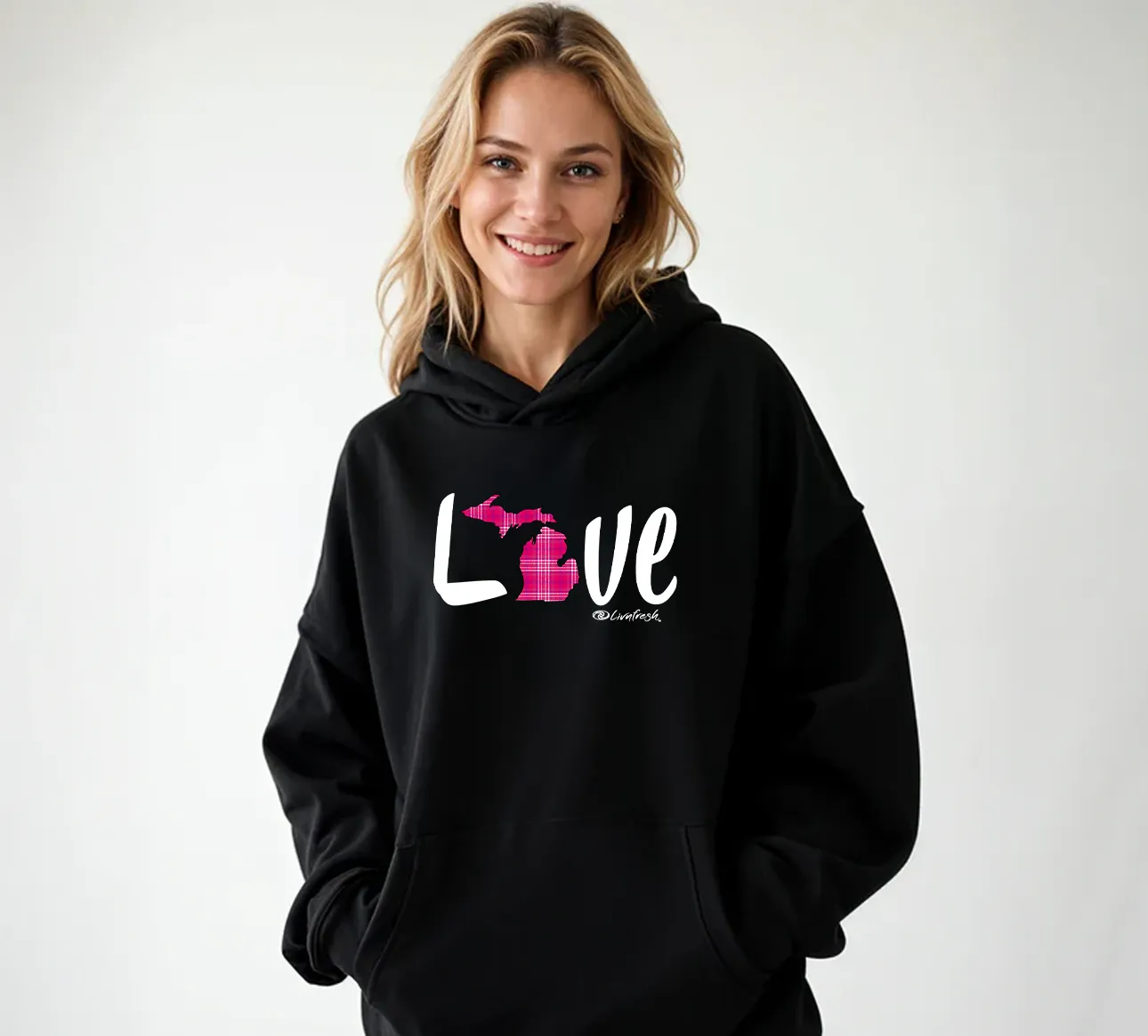 SALE "Pink Love Plaid" Relaxed Fit Classic Unisex Hoodie