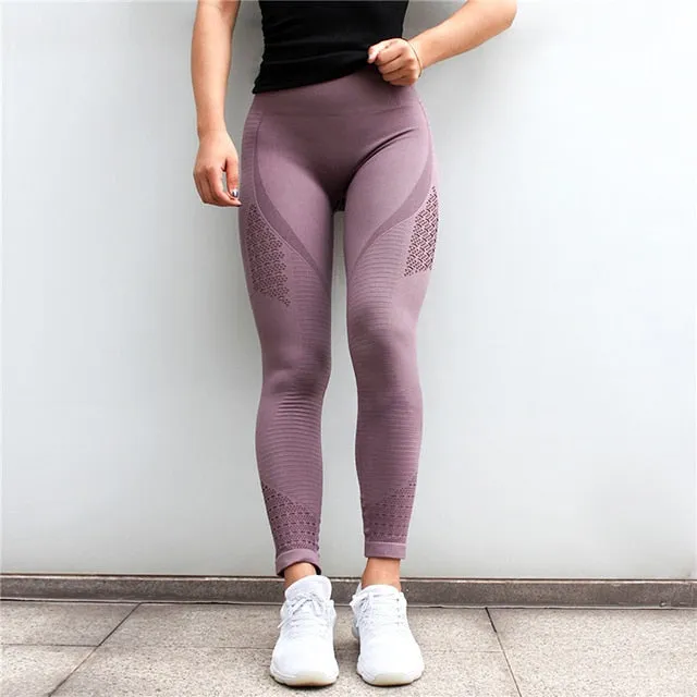 SALSPOR Women Yoga Pants Sports Running Sportswear Stretchy Fitness Leggings Gym Seamless Tummy Control Compression Tights Pants