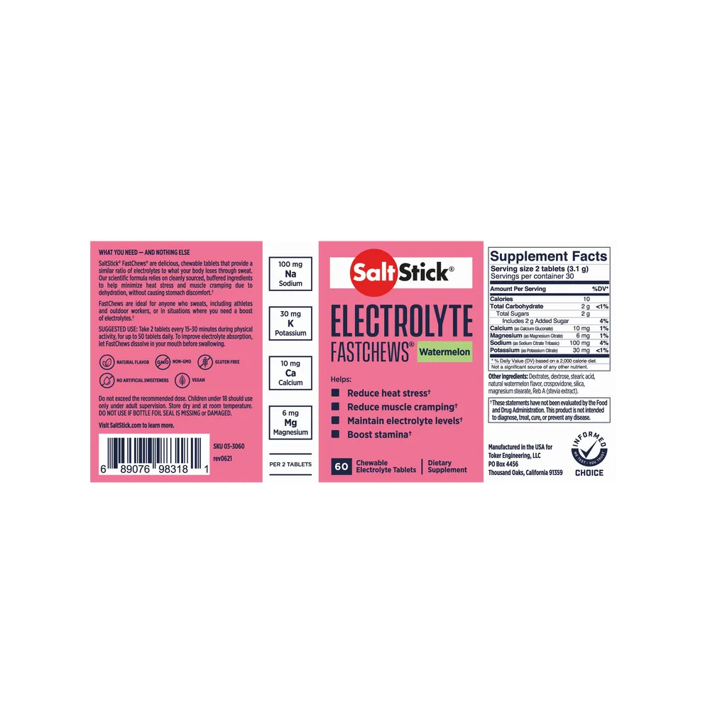 SaltStick Fastchews Bottle of 60ct - Watermelon