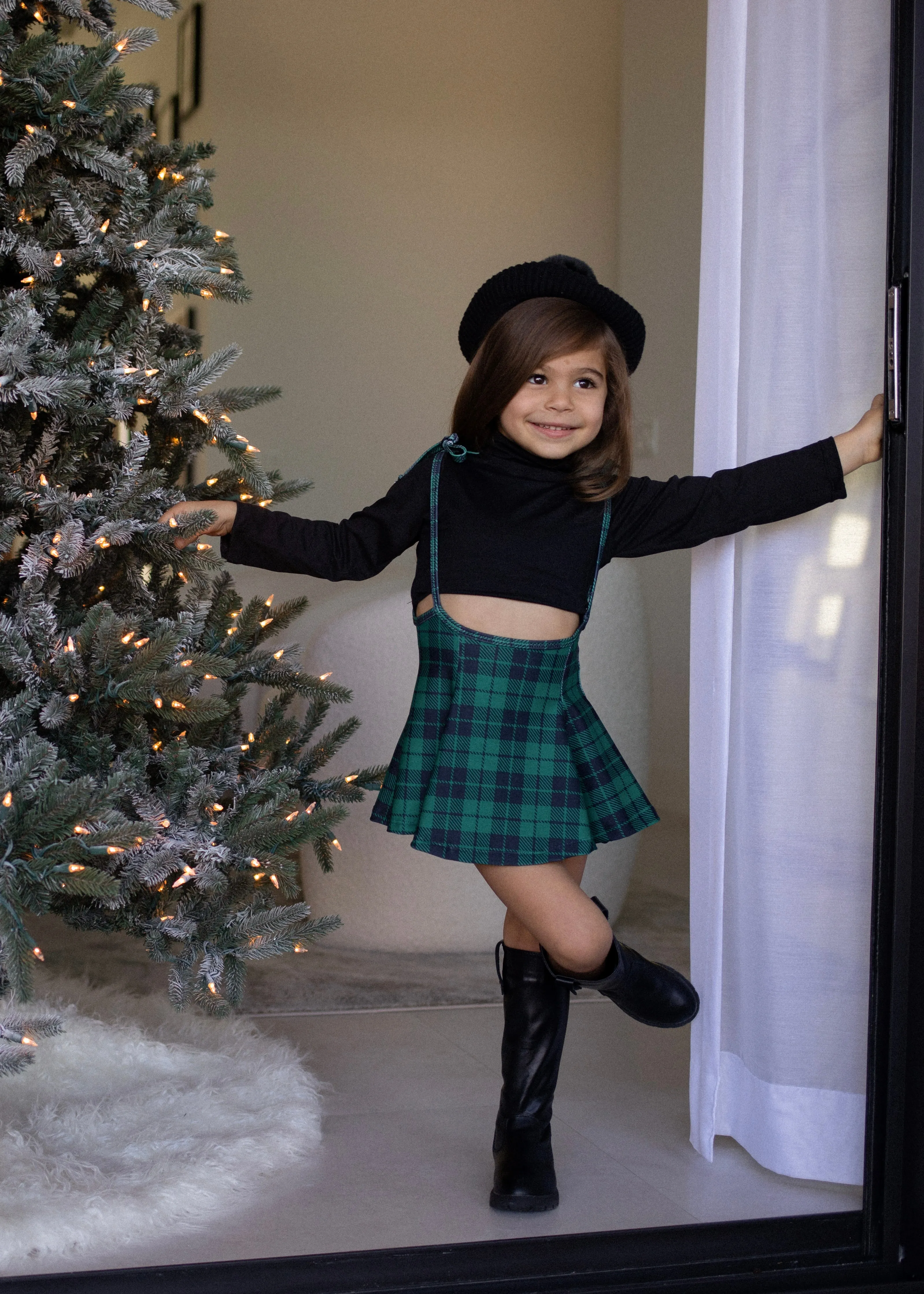 Santa's Little Helper Kids Skirt Set Green