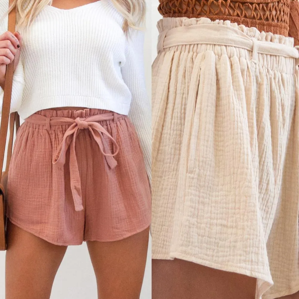 Sashed High Waist Shorts