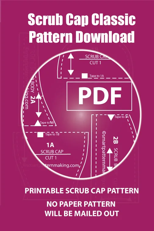 Scrub Cap Classic PDF Pattern Download, Nurse Hat, Scrub Cap Men, Capuchon De Chirugie, Chapeu De Gommage,   4 Formats Gorro Quirrurgico Combo Digital Pattern Download.
