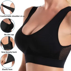 Seamless Mesh Women's Plus Size 6XL Sports Bra - Wireless, Shockproof, Breathable for Gym, Running, Yoga