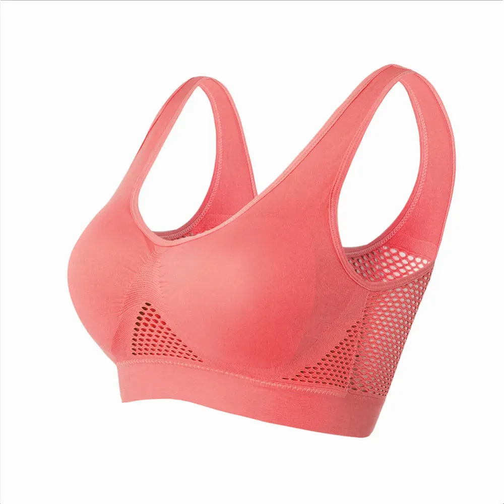 Seamless Mesh Women's Plus Size 6XL Sports Bra - Wireless, Shockproof, Breathable for Gym, Running, Yoga