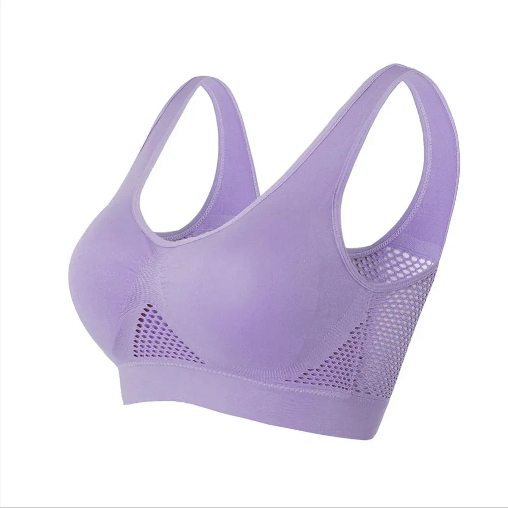 Seamless Mesh Women's Plus Size 6XL Sports Bra - Wireless, Shockproof, Breathable for Gym, Running, Yoga