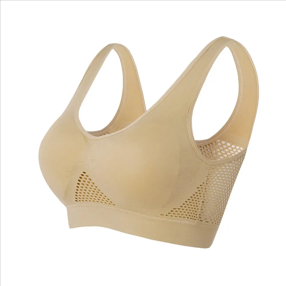 Seamless Mesh Women's Plus Size 6XL Sports Bra - Wireless, Shockproof, Breathable for Gym, Running, Yoga
