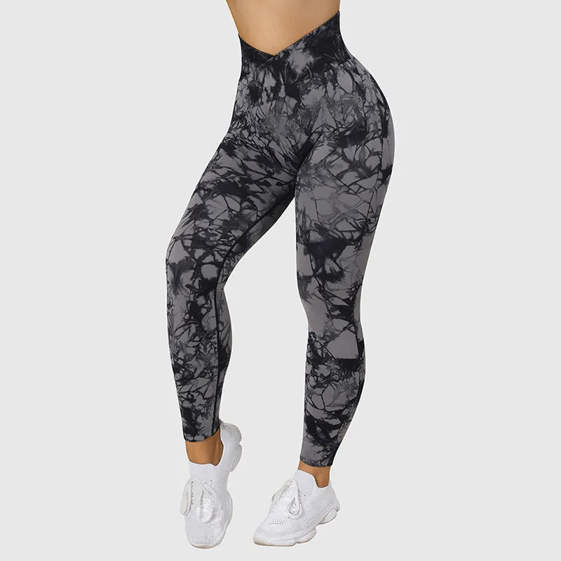 Seamless Tie-n-Dye Women's Yoga Pants Push-up Sport Fitness Running Gym Leggings