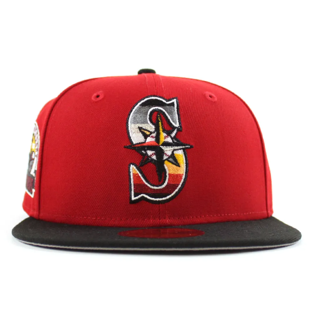 Seattle Mariners 30th Anniversary New Era 59Fifty Fitted Hat (Scarlet Red Black Gray Under Brim)