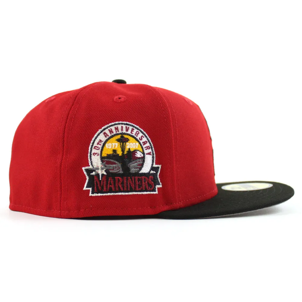Seattle Mariners 30th Anniversary New Era 59Fifty Fitted Hat (Scarlet Red Black Gray Under Brim)