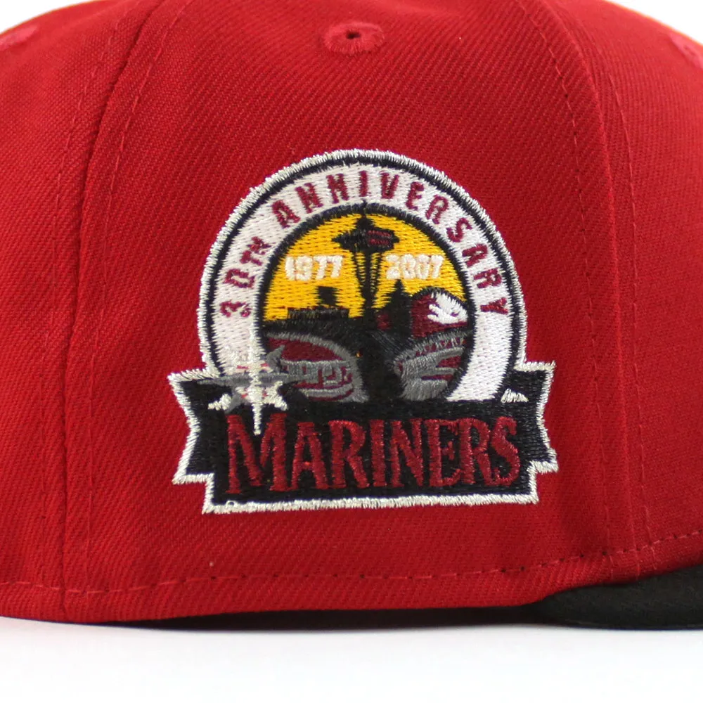 Seattle Mariners 30th Anniversary New Era 59Fifty Fitted Hat (Scarlet Red Black Gray Under Brim)