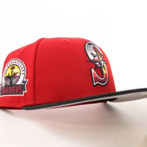 Seattle Mariners 30th Anniversary New Era 59Fifty Fitted Hat (Scarlet Red Black Gray Under Brim)