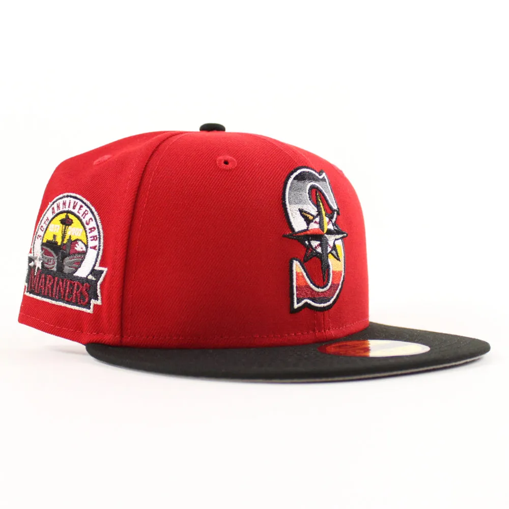 Seattle Mariners 30th Anniversary New Era 59Fifty Fitted Hat (Scarlet Red Black Gray Under Brim)