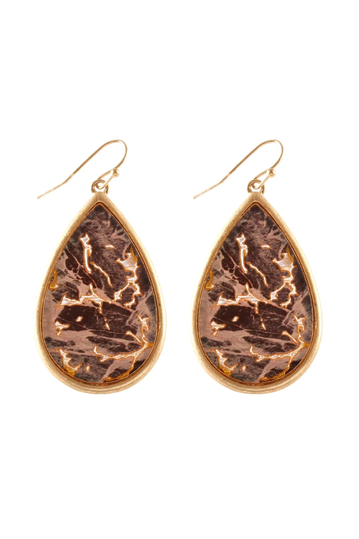 SEMIWOOD FLAKE HOOK TEARDROP EARRINGS
