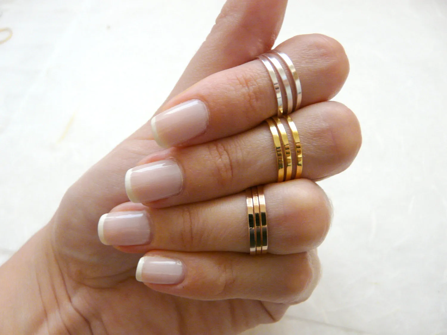 Set of 9 Rings – Gold, Silver & Rose Gold Mix