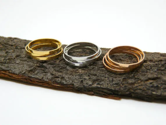 Set of 9 Rings – Gold, Silver & Rose Gold Mix