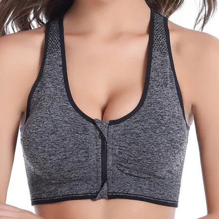 Sexy Women Sport Yoga Top Bra for Running Gym Workout Wire Front Zipper Fitness Sports Shirt Woman Yoga Vest Bras