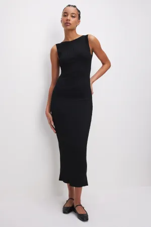 Shine Rib Off Scoop Back Midi