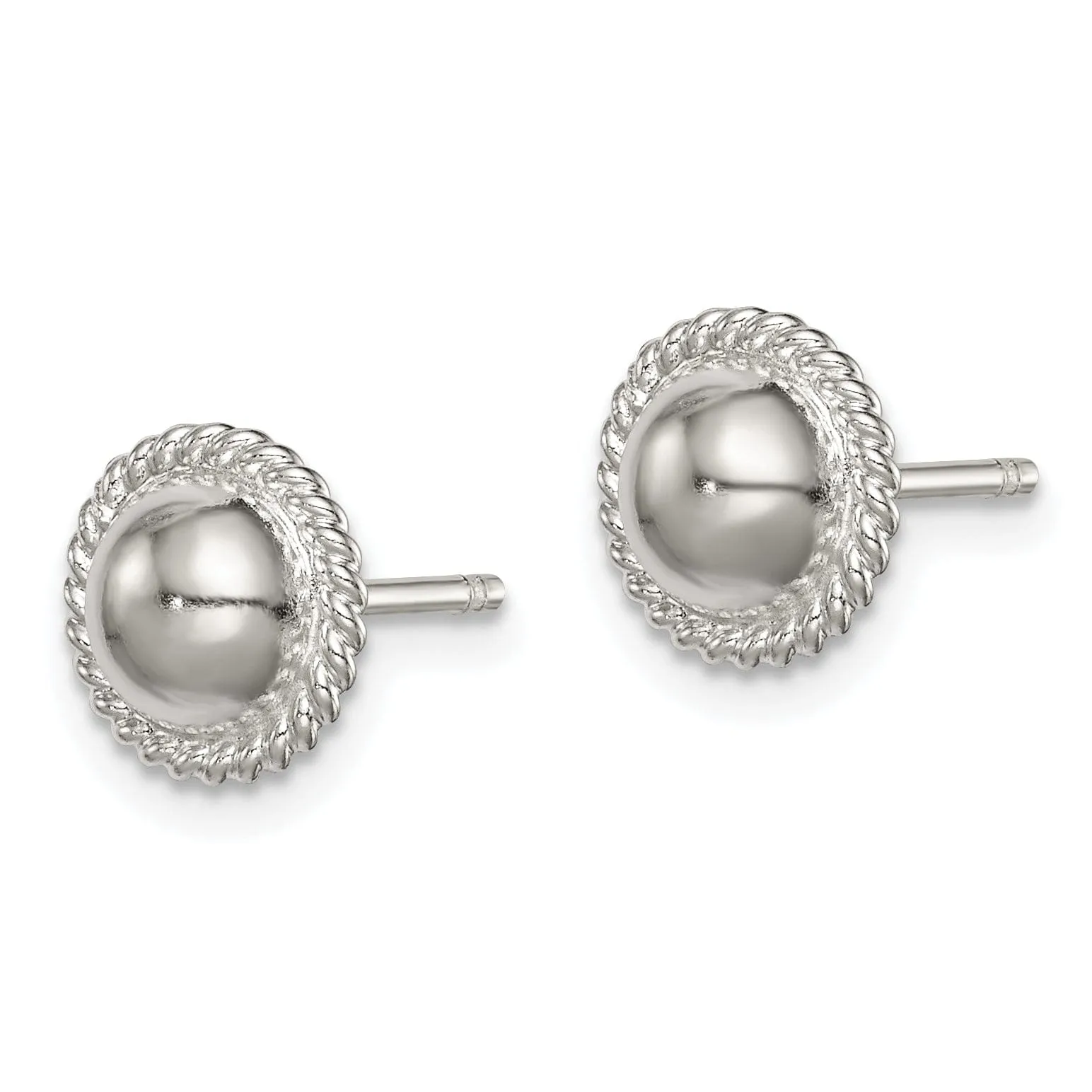 Silver Ball With Outer Rope Post Earrings