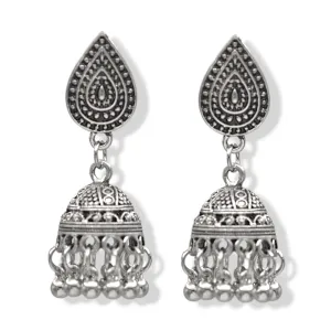 Silver-Tone Metal Indian Jhumka Earrings #GFE6280(GF17)