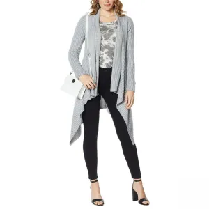 Skinnygirl Women's Dream Waterfall Cardigan Sweater with Sharkbite Hem