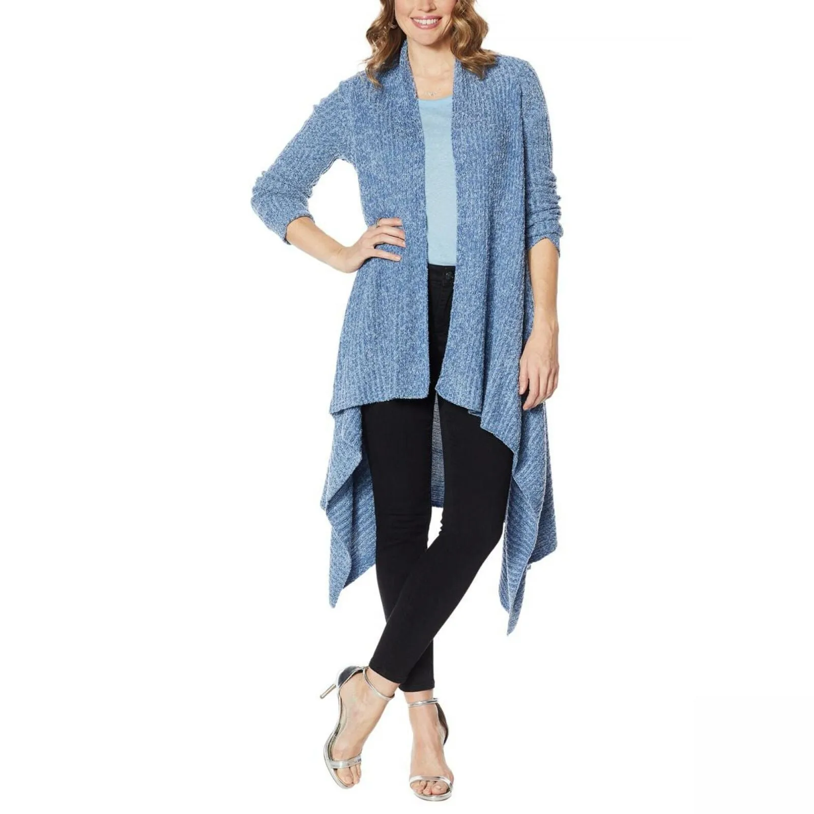Skinnygirl Women's Dream Waterfall Cardigan Sweater with Sharkbite Hem