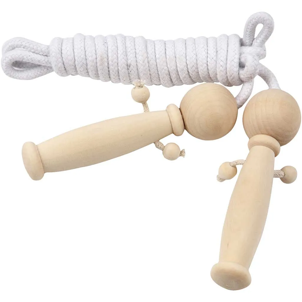 Skipping Rope With Wooden Doll Handles Sports Fitness Deocration Crafts 225cm