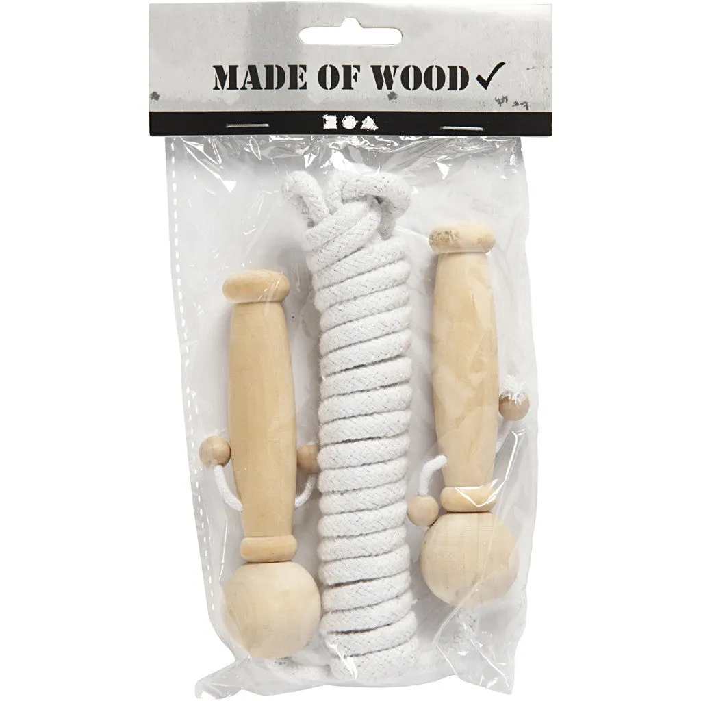 Skipping Rope With Wooden Doll Handles Sports Fitness Deocration Crafts 225cm