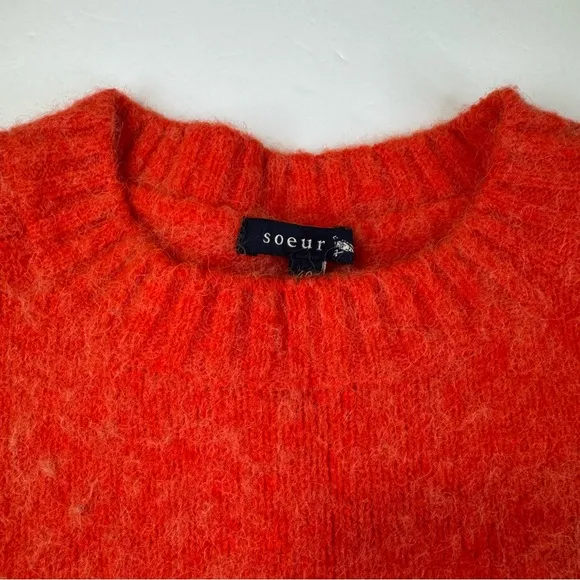 Soeur Sweater Women's Size 40 (US XS) Orange Knit Wool Blend Pullover Crew Neck