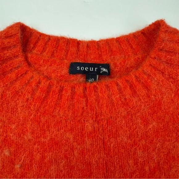 Soeur Sweater Women's Size 40 (US XS) Orange Knit Wool Blend Pullover Crew Neck