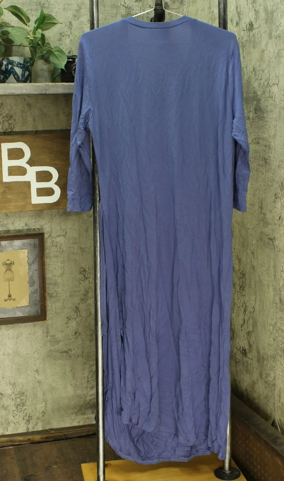 Soft & Cozy Loungewear Cool Luxe Knit 3/4-Sleeve Draped Dress Dusk XL