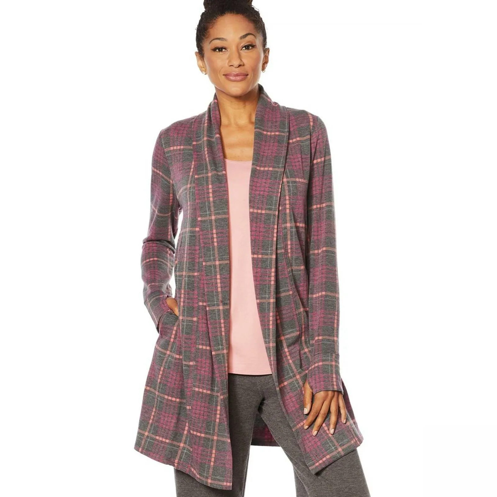 Soft & Cozy Women's Brushed Jersey Knit Wrap With Shirred Back Purple Medium