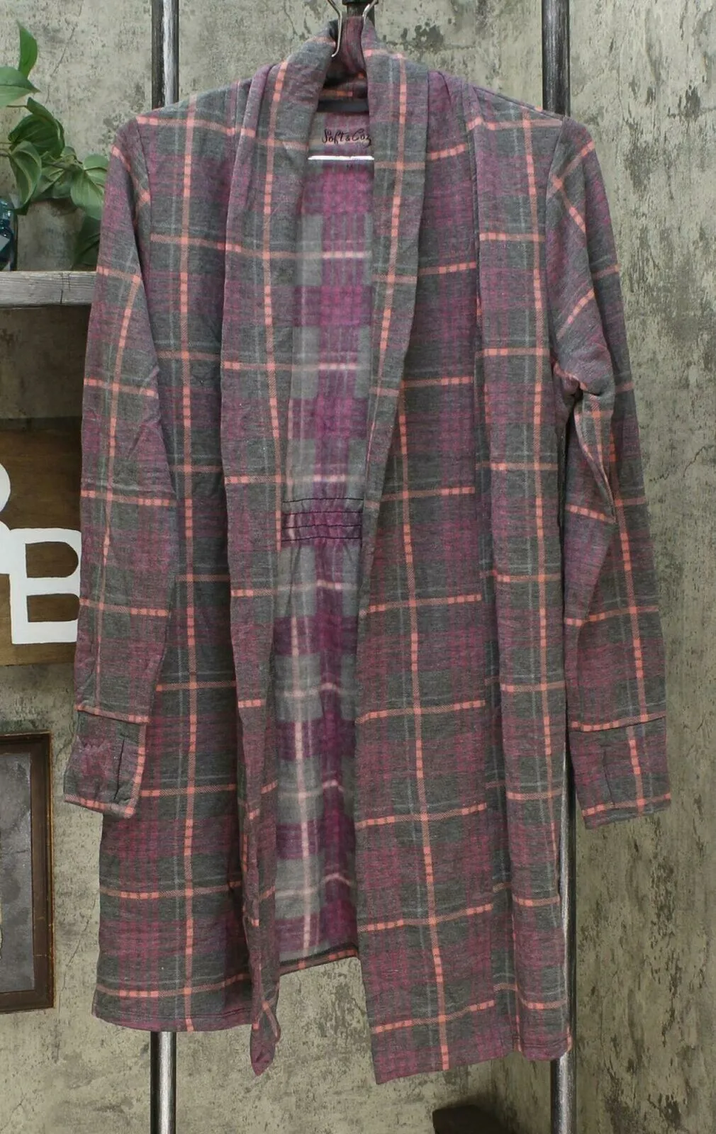 Soft & Cozy Women's Brushed Jersey Knit Wrap With Shirred Back Purple Medium