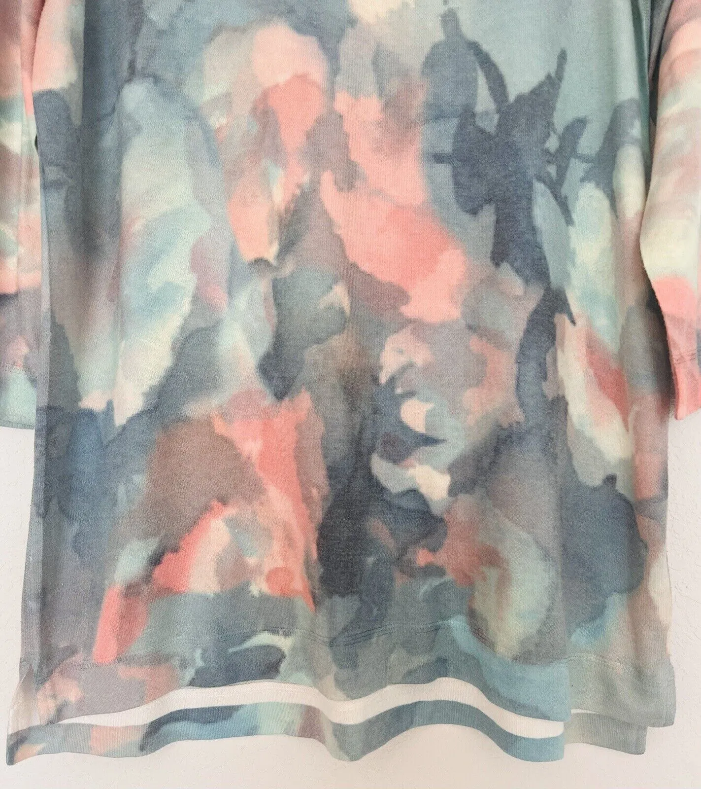 SOFT SURROUNDINGS Pastel Watercolor Sweater Sz S Bohemian Artsy Soft Long Knit