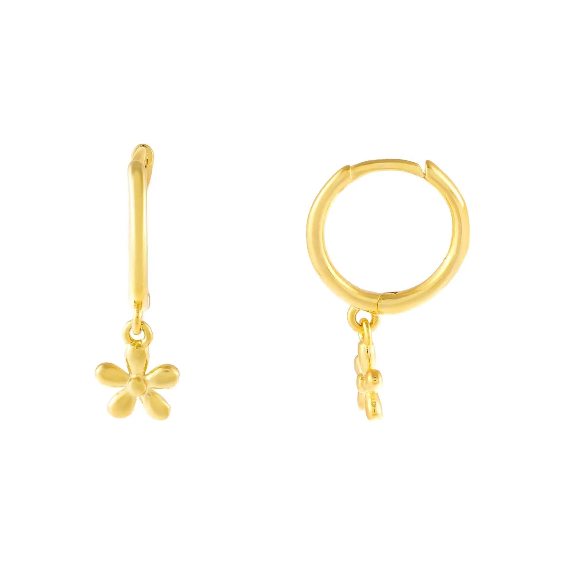 Solid Flower Huggie Earring