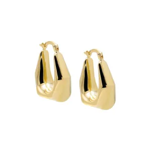 Solid Graduated Octagon Shaped Hoop Earring 14K