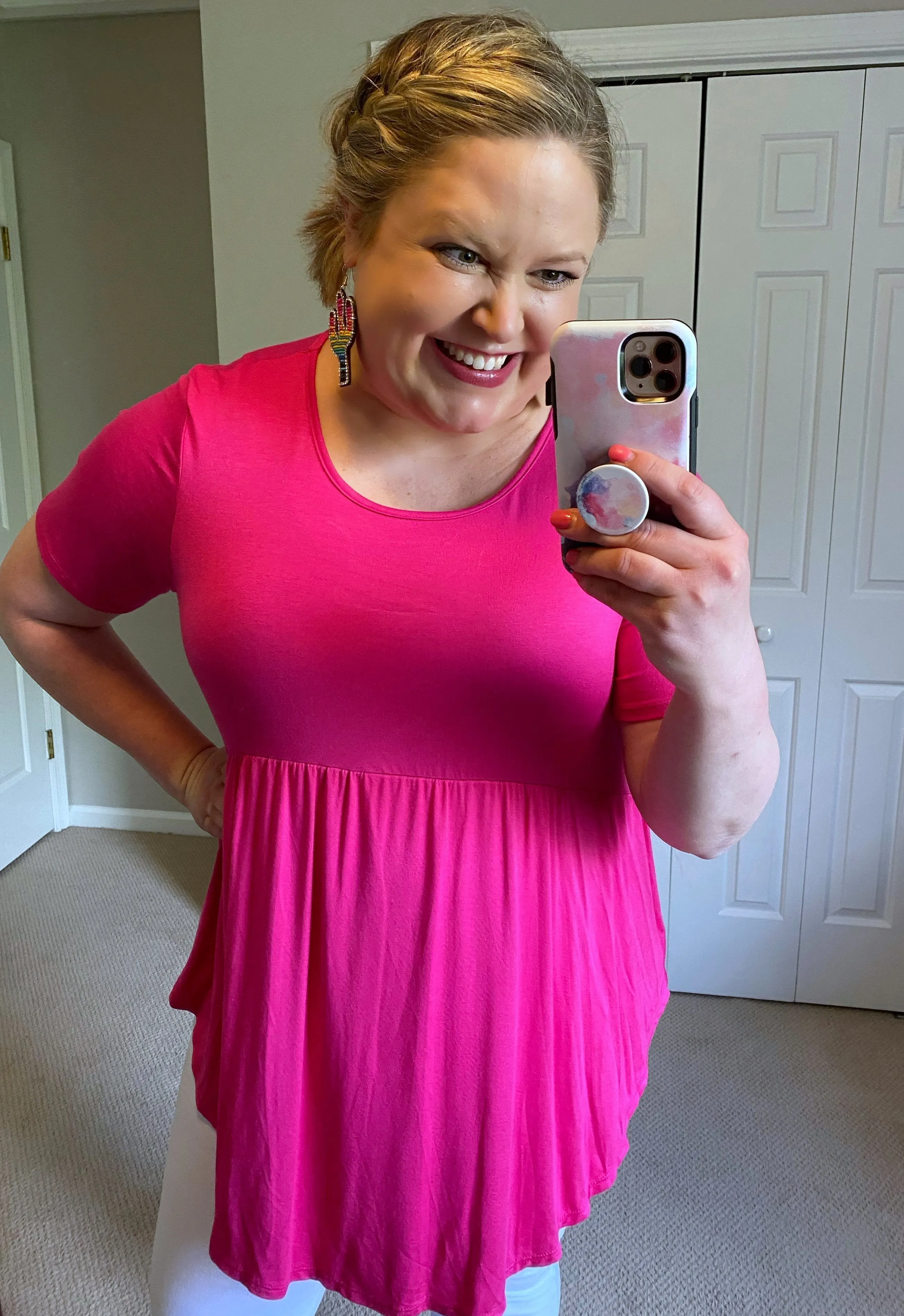 Solid Short-Sleeved Babydoll Top -- 4 Colors!