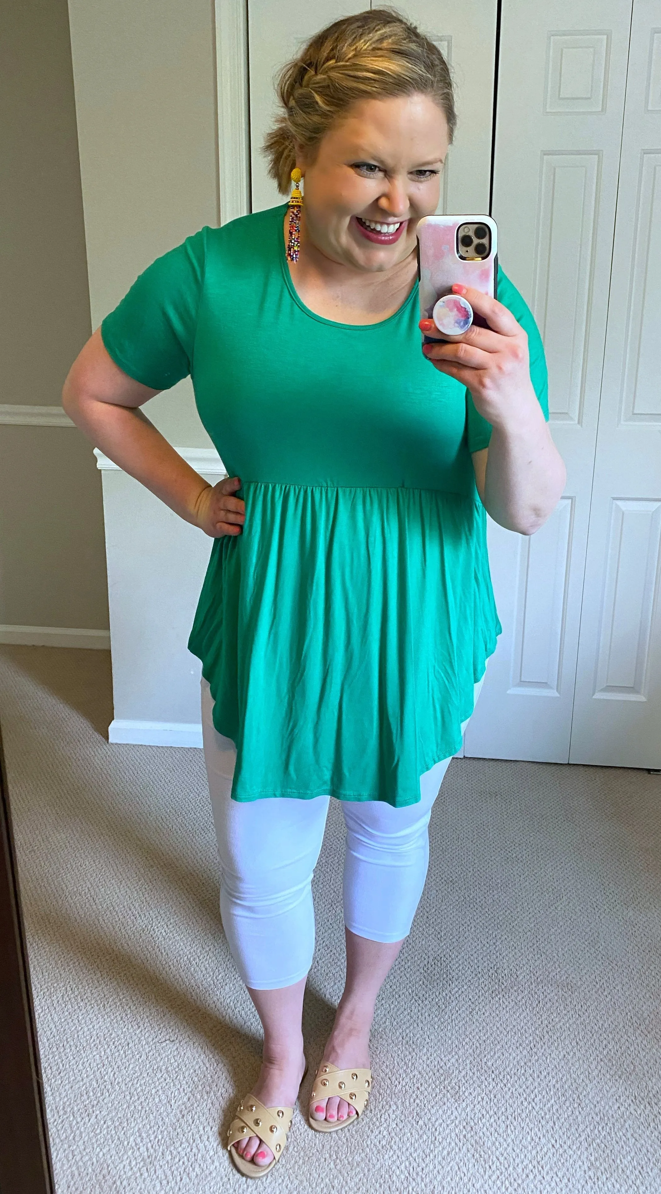 Solid Short-Sleeved Babydoll Top -- 4 Colors!
