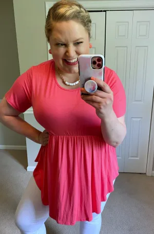 Solid Short-Sleeved Babydoll Top -- 4 Colors!