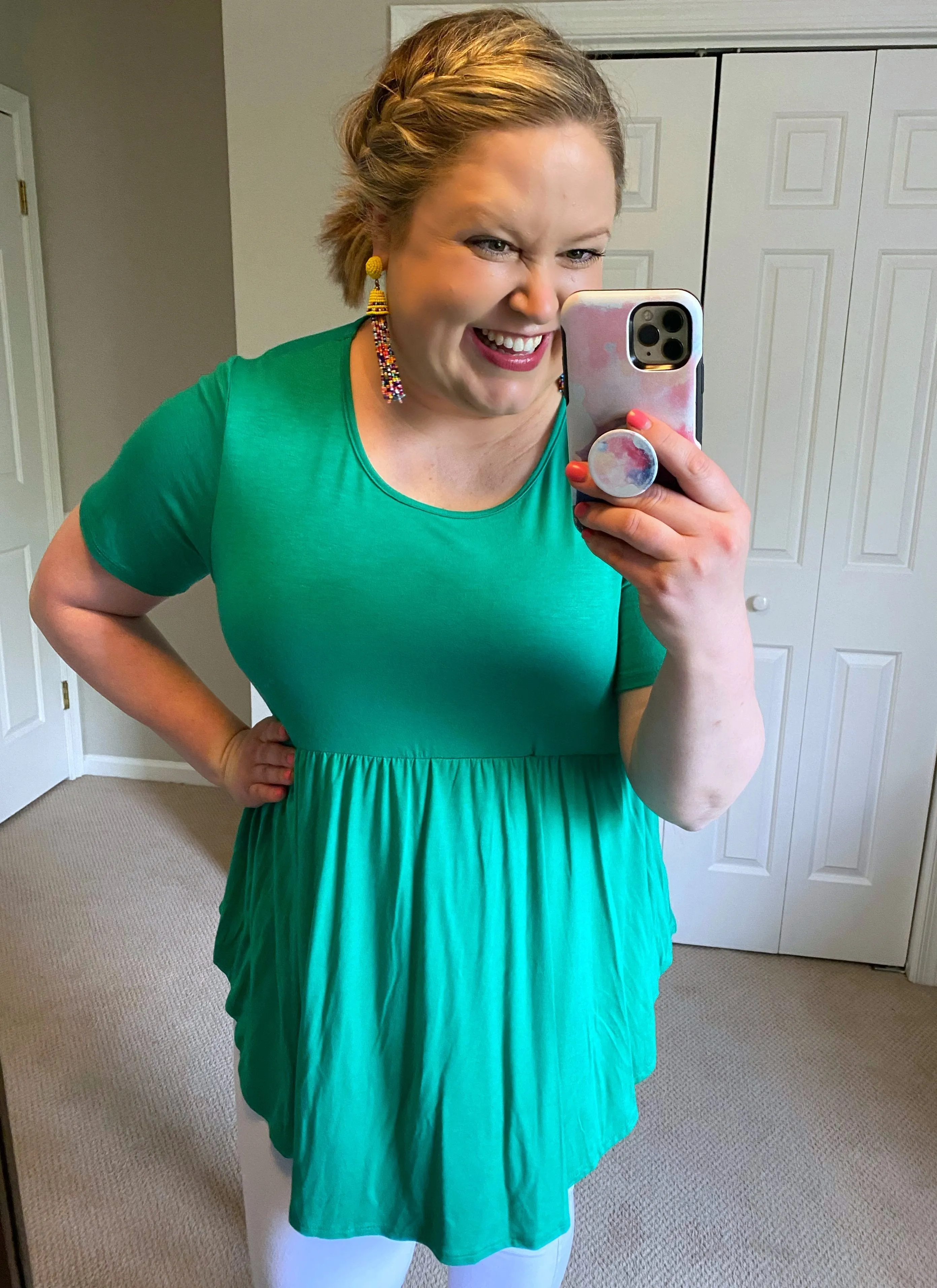 Solid Short-Sleeved Babydoll Top -- 4 Colors!