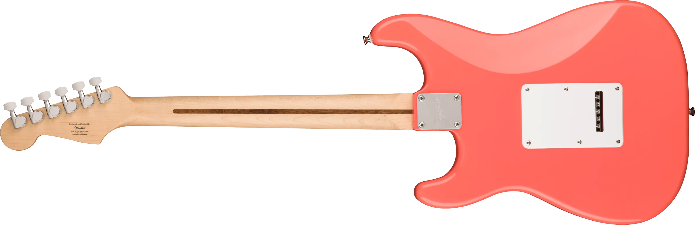 Squier Sonic Stratocaster HSS, Maple Fingerboard, White Pickguard, Tahitian Coral