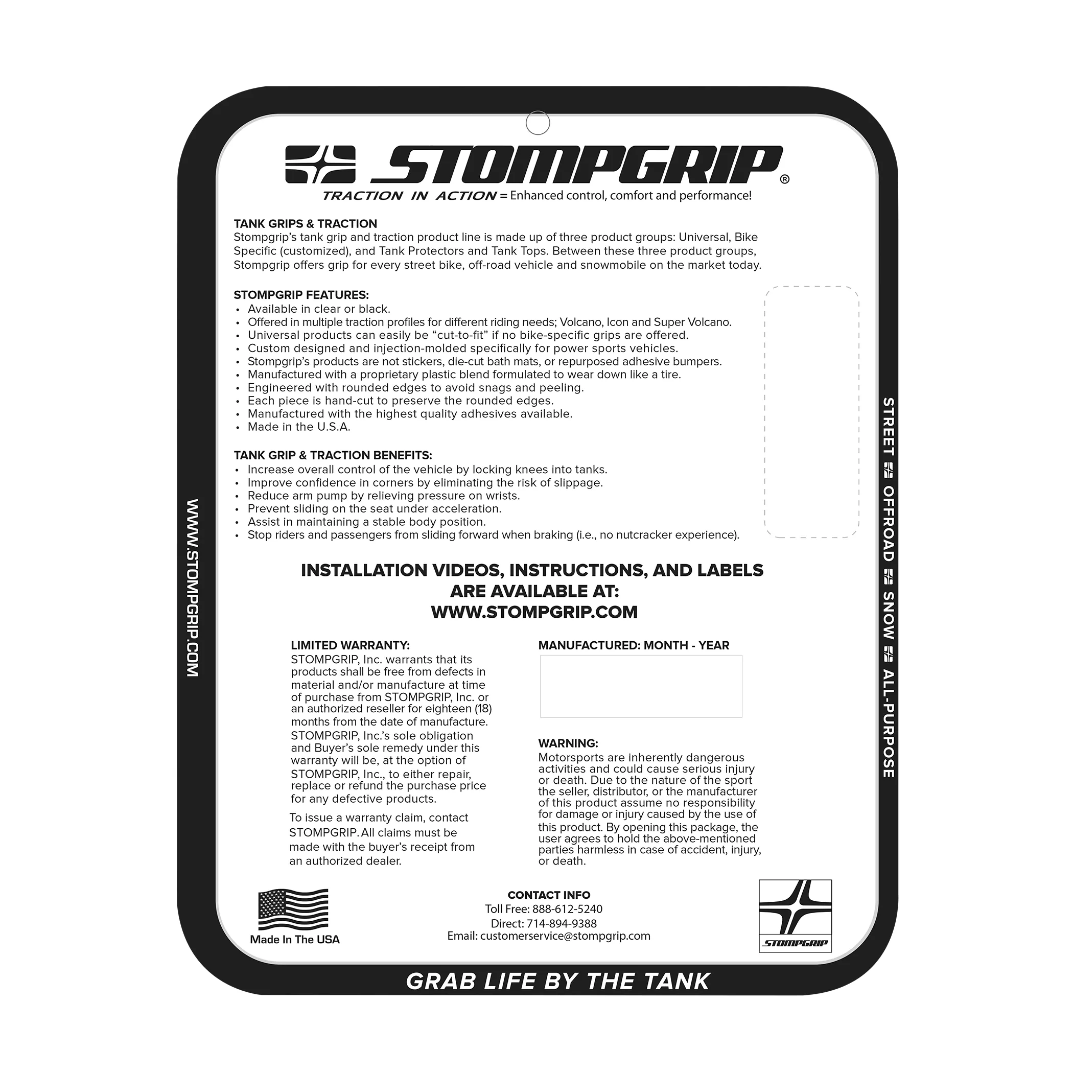 Stompgrip - Honda Africa Twin Adventure Sports 21-25 Tank Grips (0189)