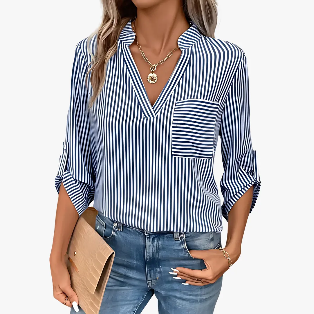 Striped elegant ladies blouse