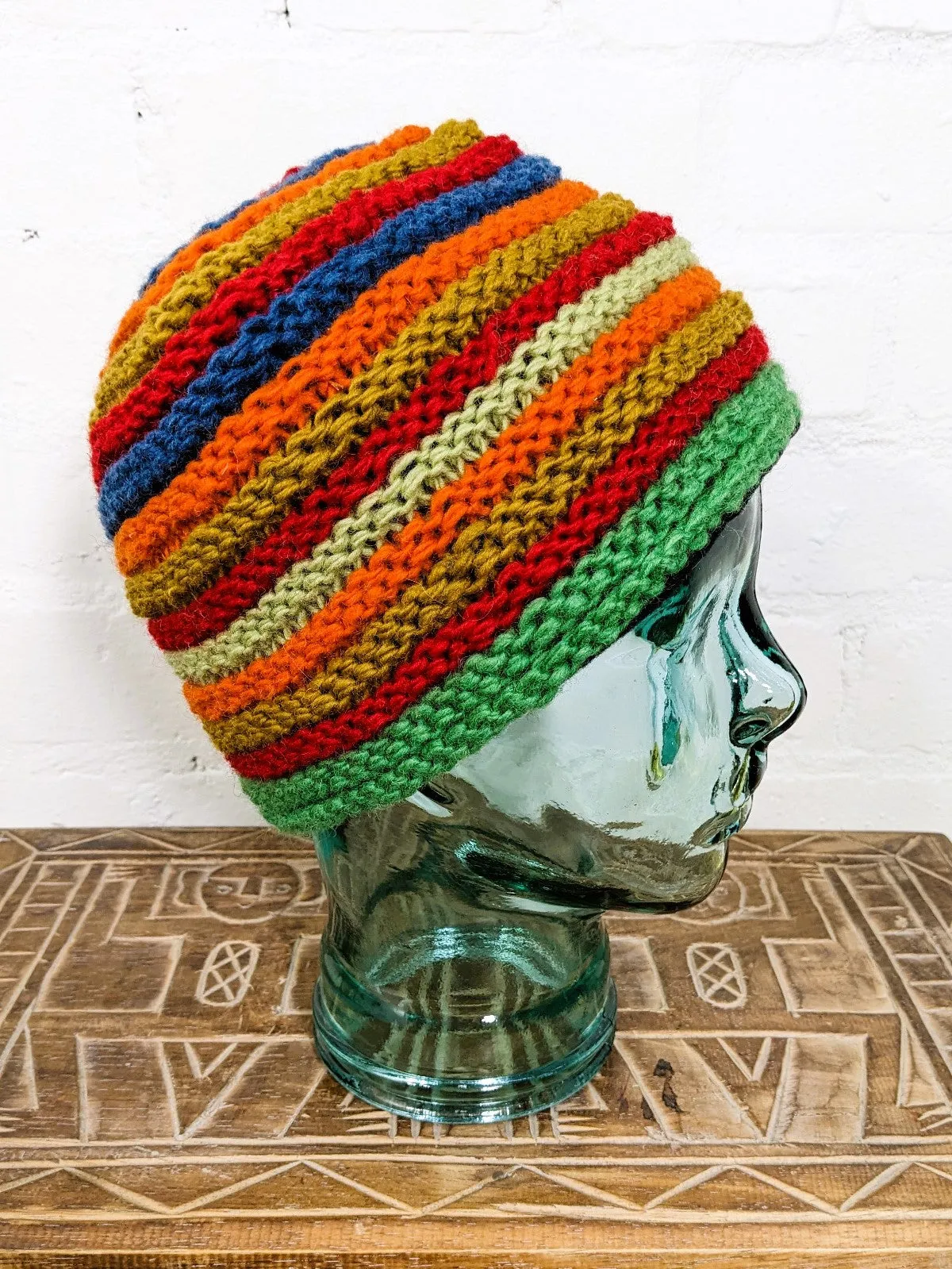 Striped Ribbed Wool Hat