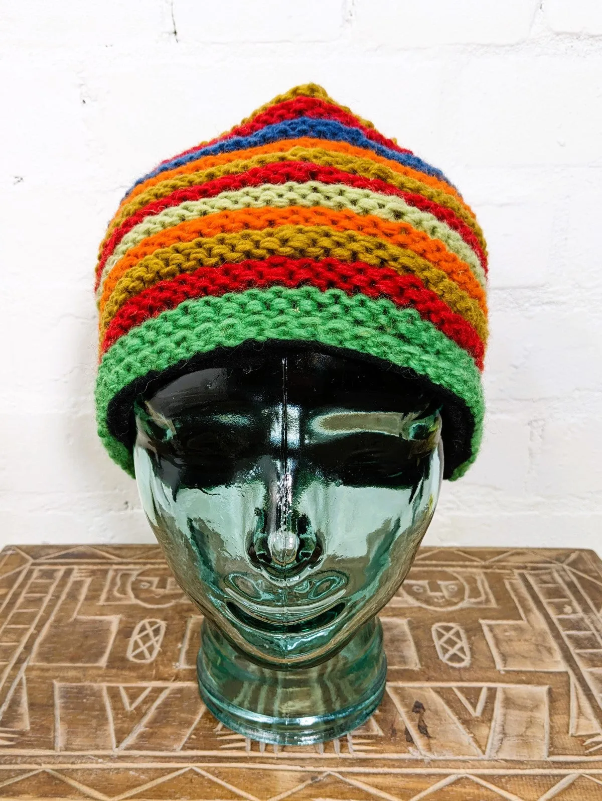 Striped Ribbed Wool Hat