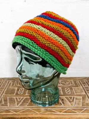 Striped Ribbed Wool Hat
