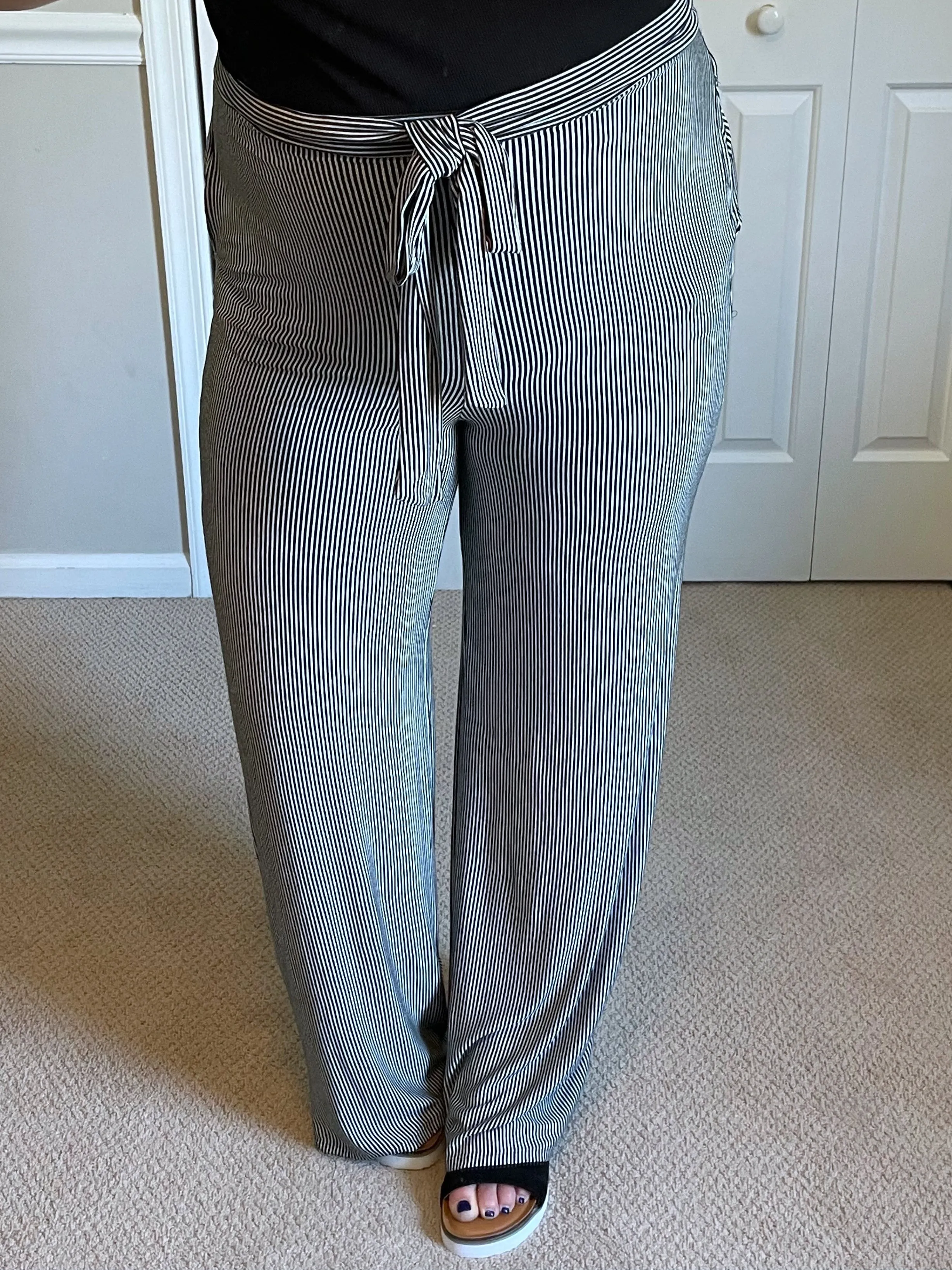 Summer Evening Palazzo Pants in Black & White Stripe