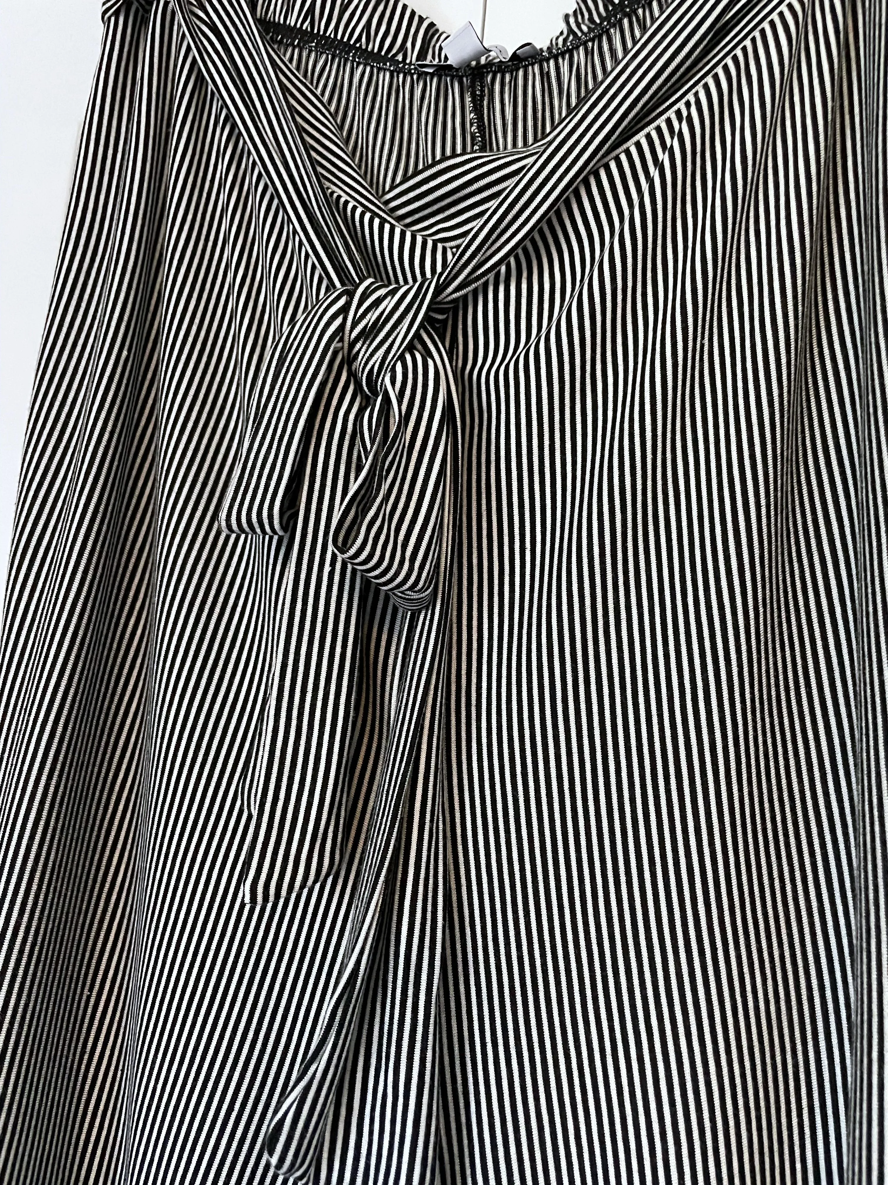 Summer Evening Palazzo Pants in Black & White Stripe