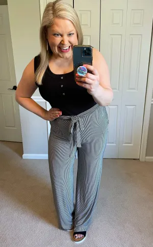 Summer Evening Palazzo Pants in Black & White Stripe