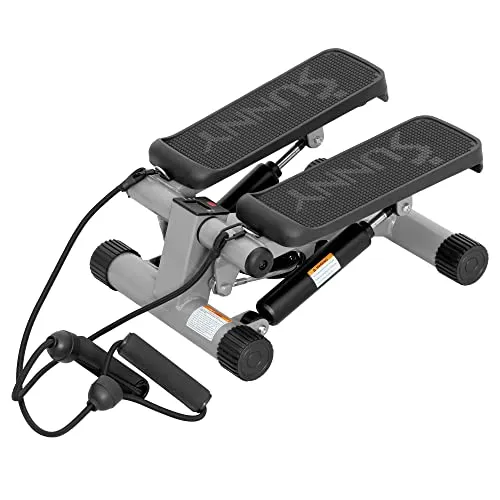 Sunny Health & Fitness Mini Stepper with Resistance Bands, Black